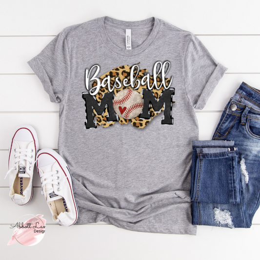 Baseball Mom (Leopard)T-Shirt