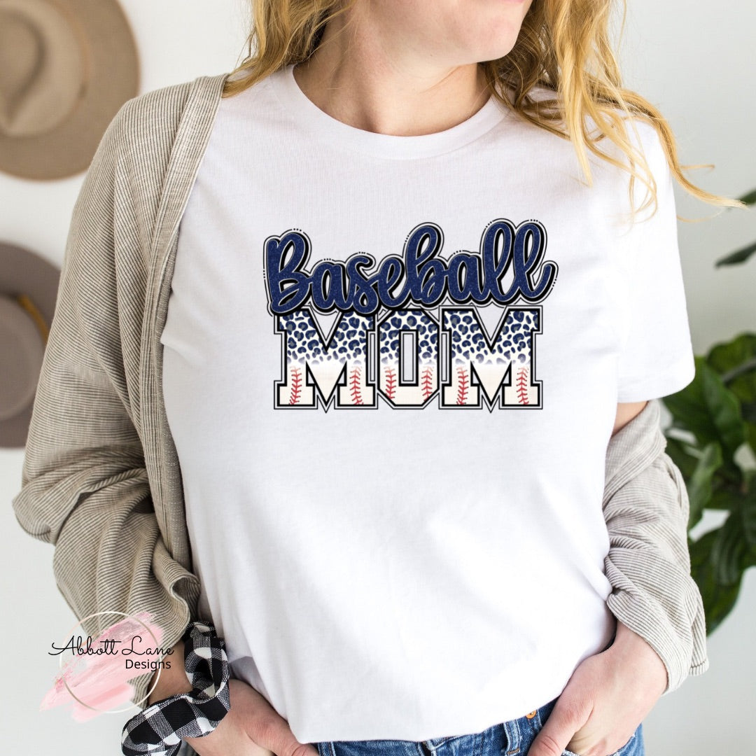 Baseball Mom (Blue) Adult Screen Print Transfer