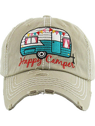 Happy Camper Vintage Distressed Ballcap